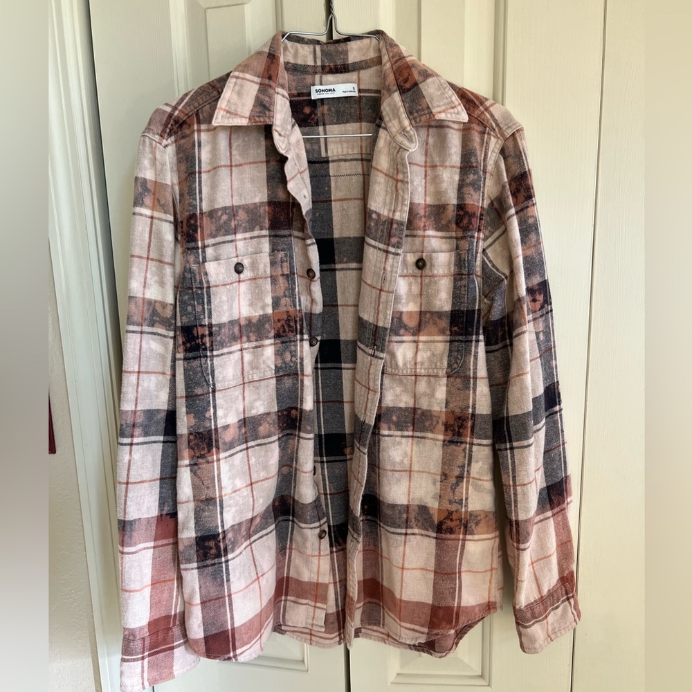 Flannel Shirt Up-Cycled with Country Music Graphic. - Picture 4 of 5